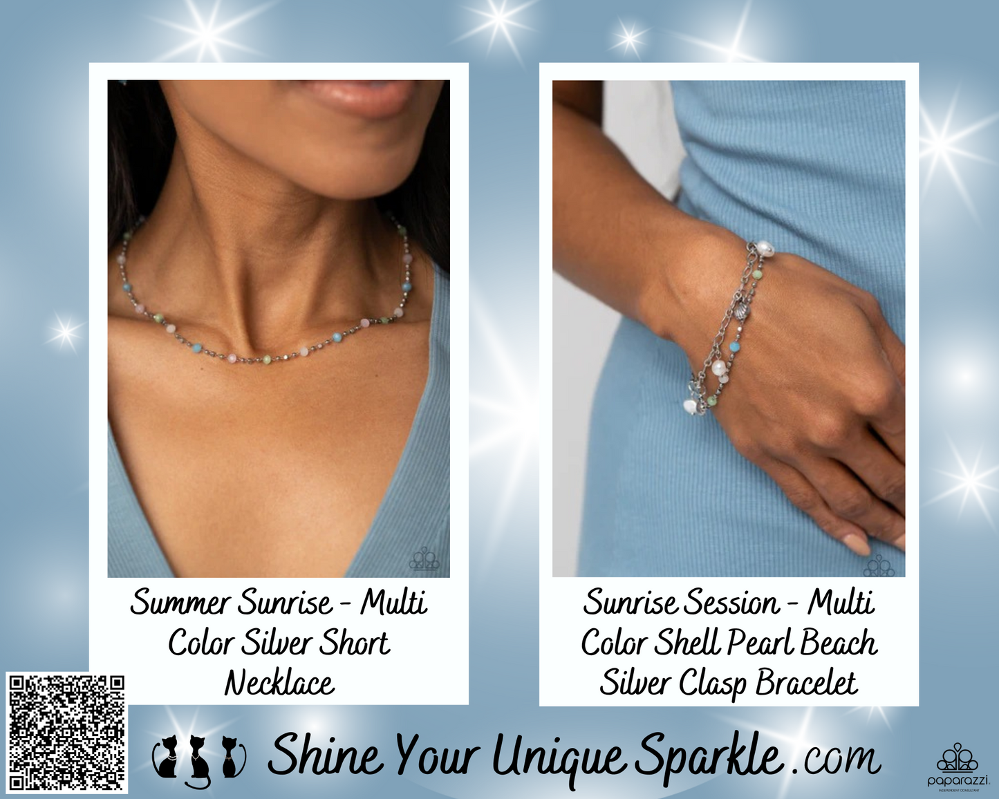 Summer Sunrise - Multi Color Silver Short Necklace