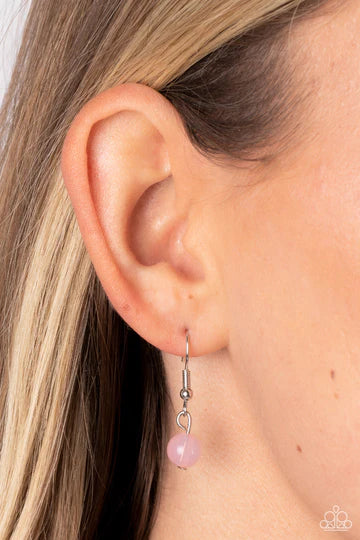 Polished Parade - Pink Bead Silver Short Necklace