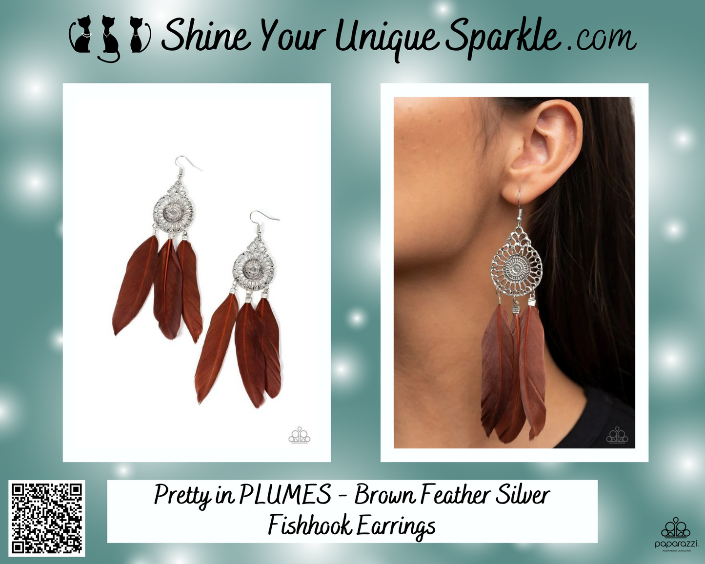 Pretty in PLUMES - Brown Feather Silver Fishhook Earrings