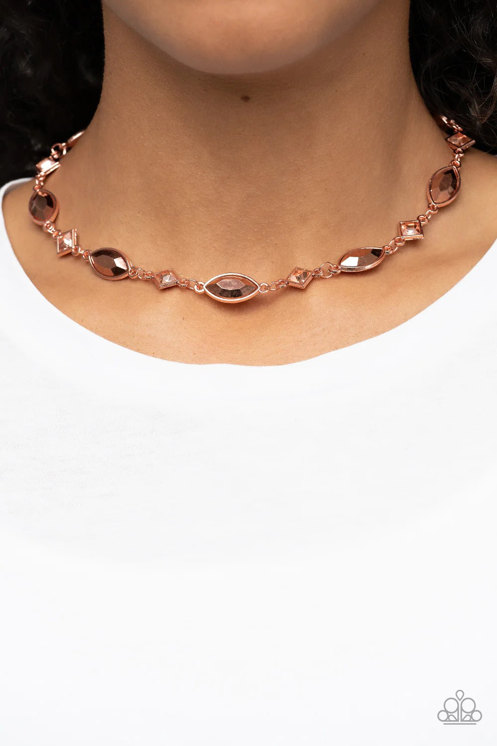 Prismatic Reinforcements - Copper Gem Choker Necklace
