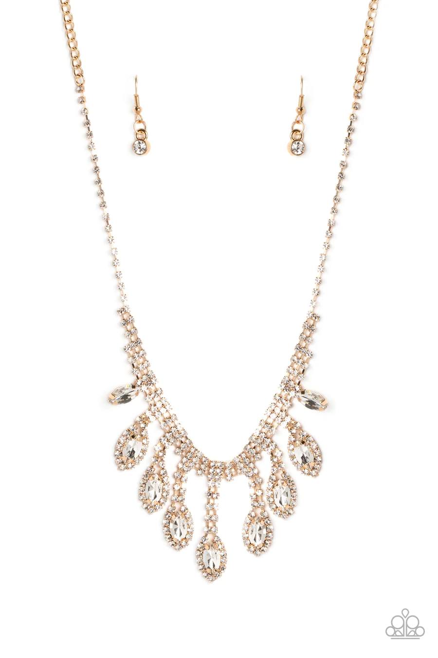 REIGNING Romance - Gold White Rhinestone Short Necklace