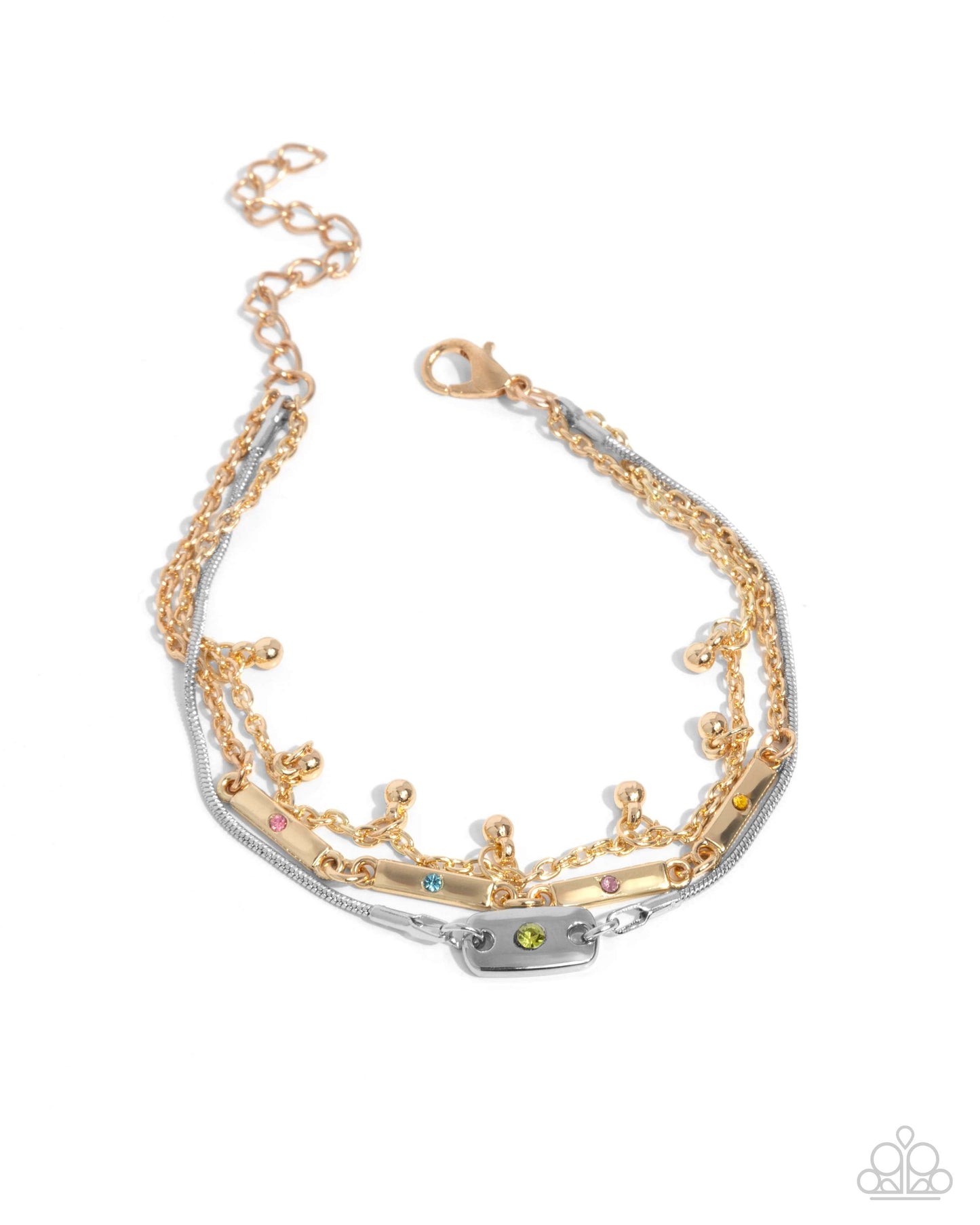 Radiant Recognition - Multi Silver Gold Mixed Metal Clasp Bracelet