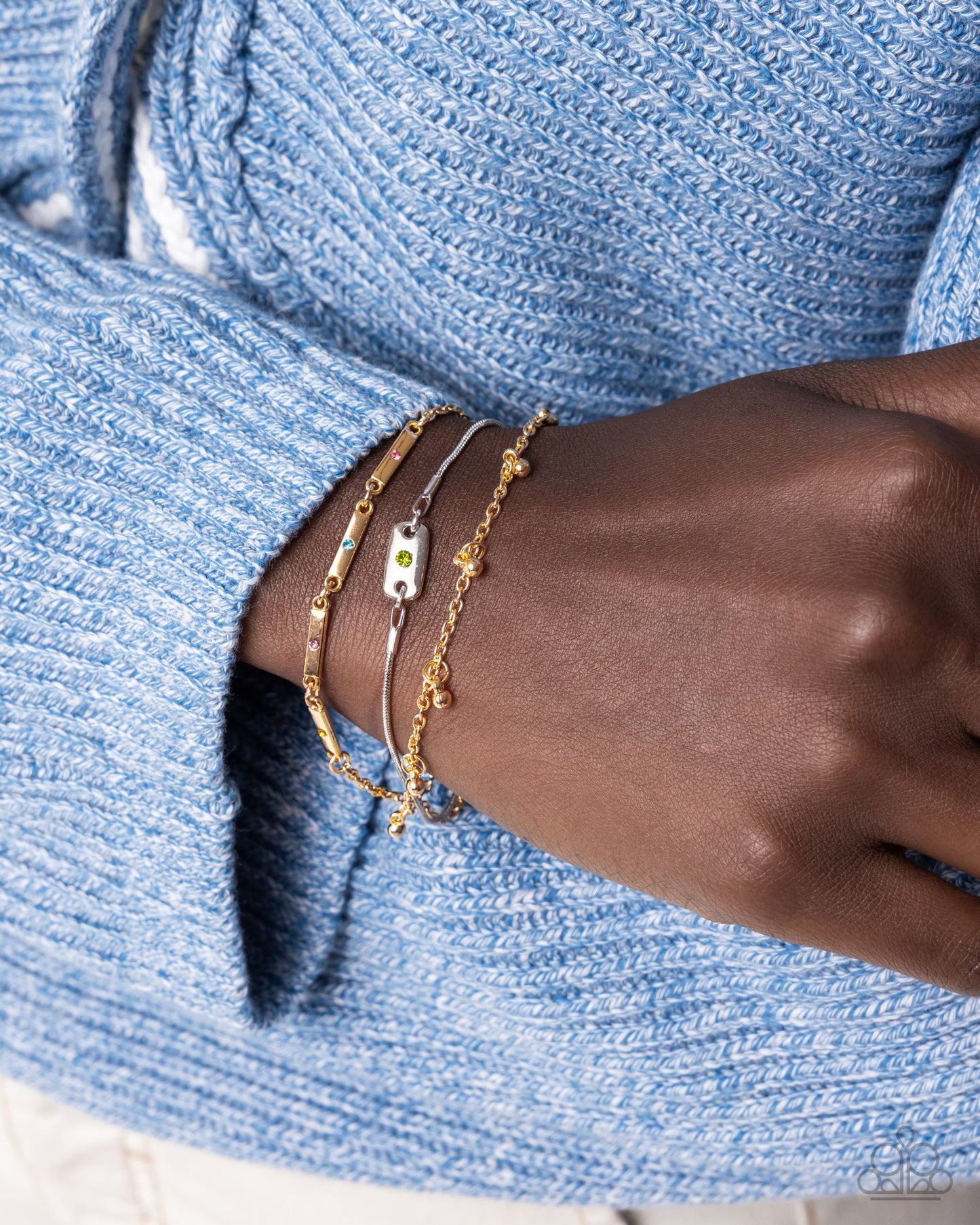 Radiant Recognition - Multi Silver Gold Mixed Metal Clasp Bracelet