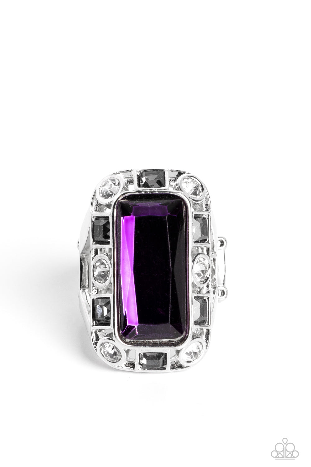 Radiant Rhinestones - Purple Gem Silver Ring