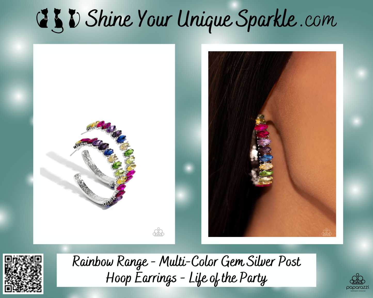 Rainbow Range - Multi-Color Gem Silver Post Hoop Earrings - Life of the Party Exclusive