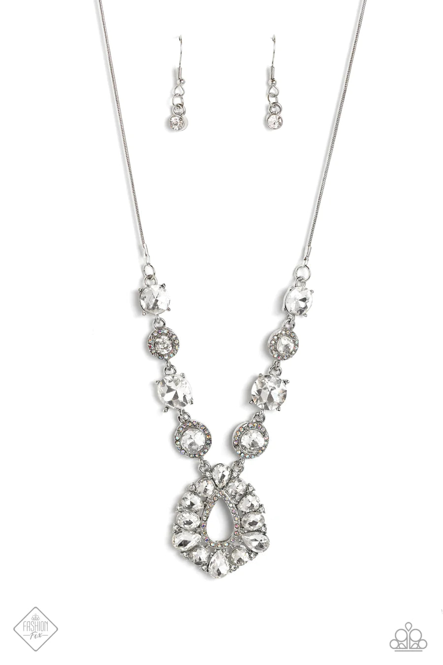 RAREST in the Land - White Rhinestone Gem Silver Short Necklace - Fashion Fix