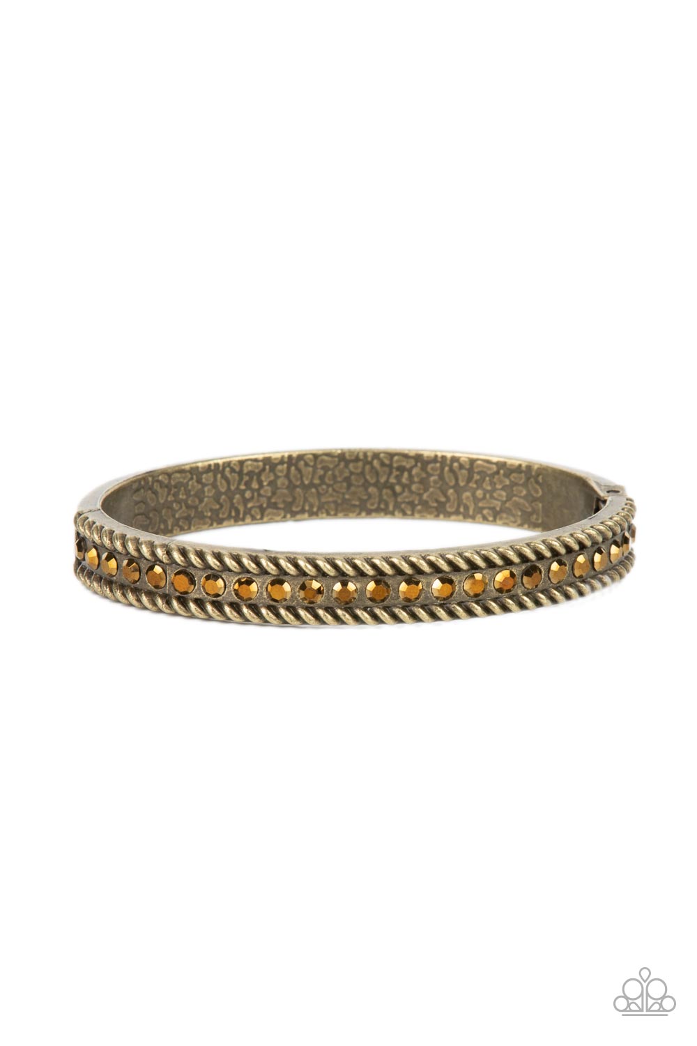 Rebel Renaissance - Brass Aurum Rhinestone Hinged Bracelet