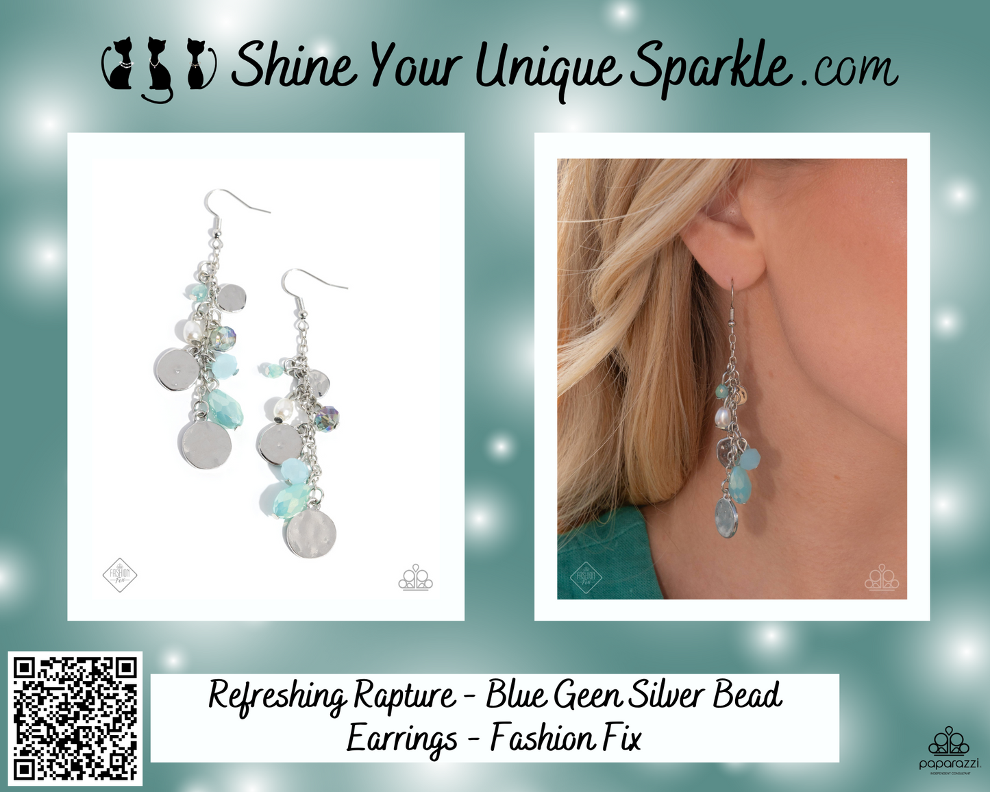 Refreshing Rapture - Blue Geen Silver Bead Earrings - Fashion Fix