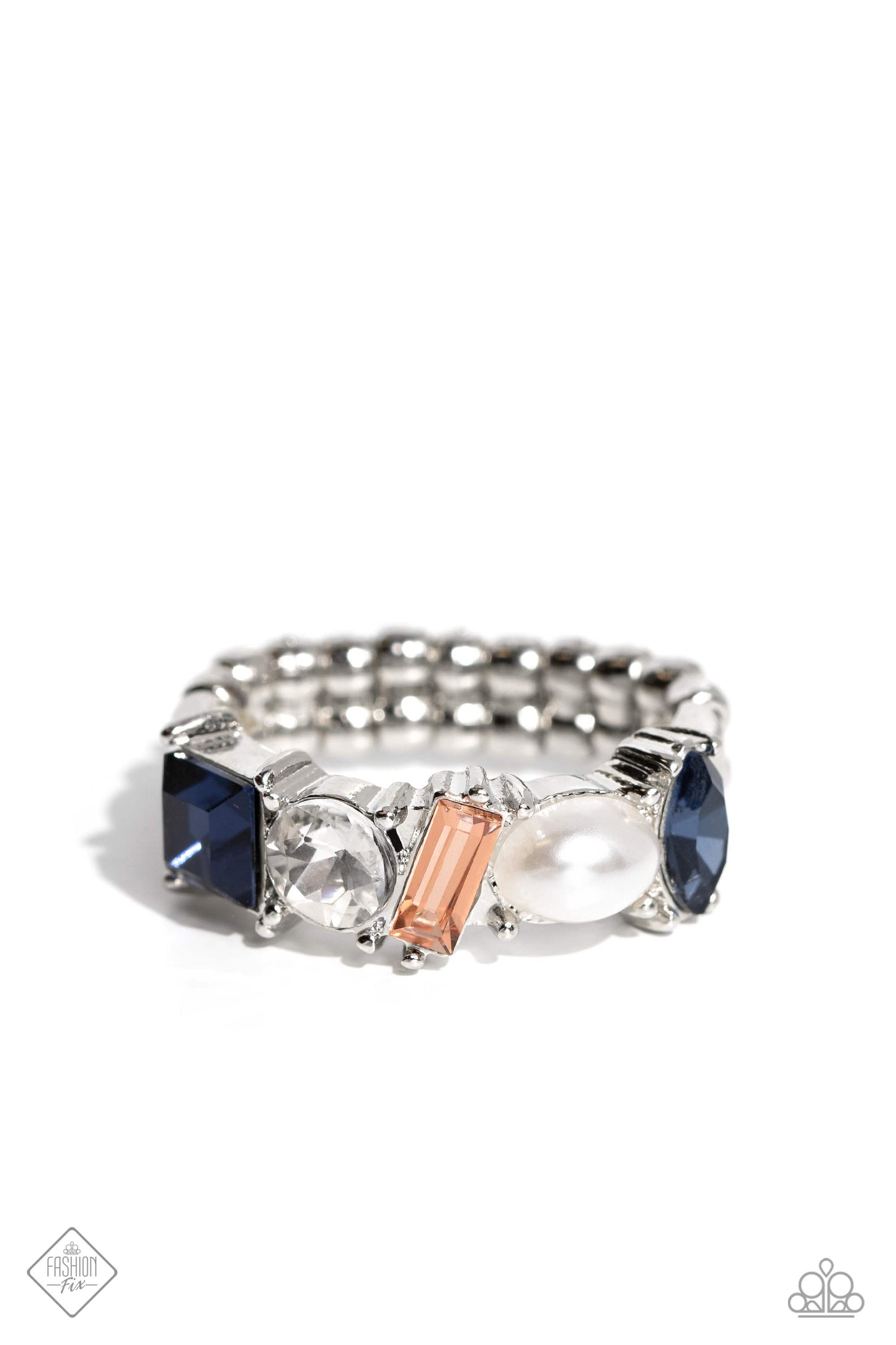 Reputable Rarity - Multi Blue White Peach Gem Silver Ring - Fashion Fix