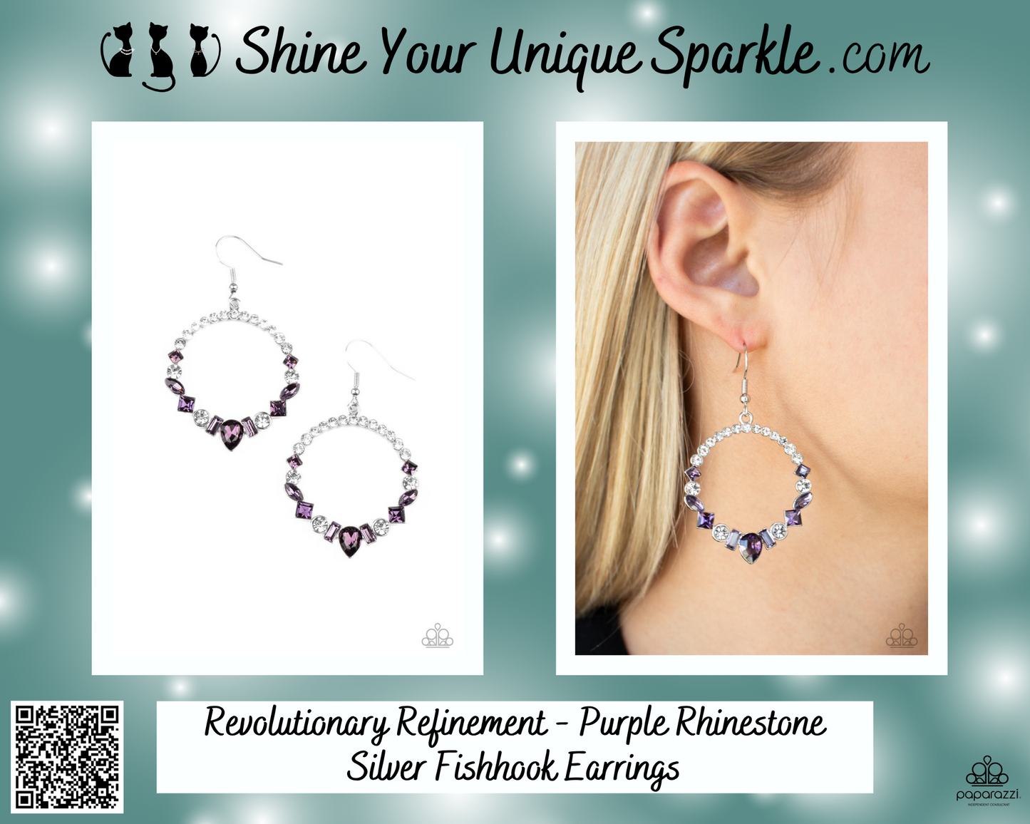 Revolutionary Refinement - Purple Rhinestone Silver Fishhook Earrings