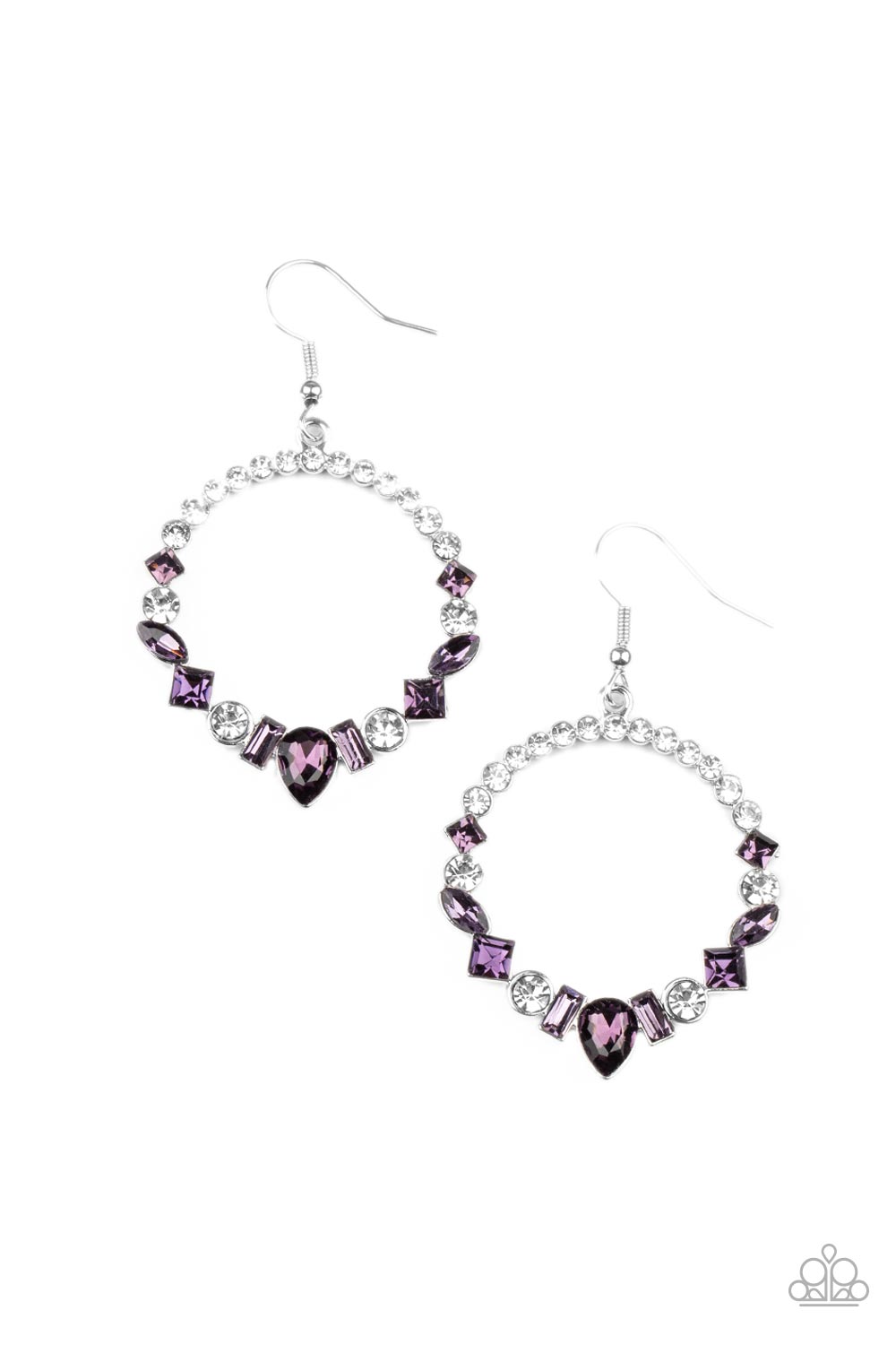 Revolutionary Refinement - Purple Rhinestone Silver Fishhook Earrings