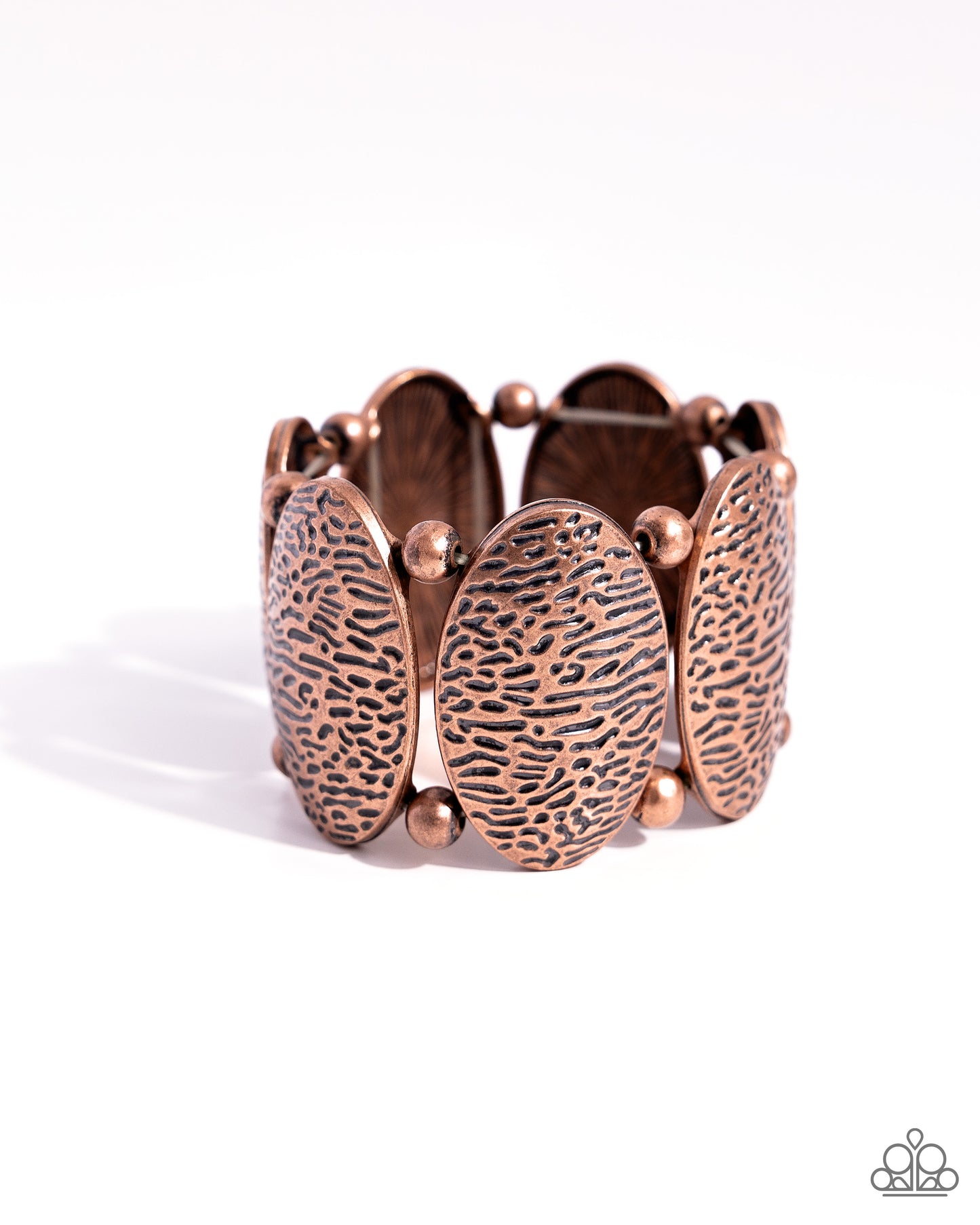 River Realm - Copper Hammered Oval Stretchy Bracelet