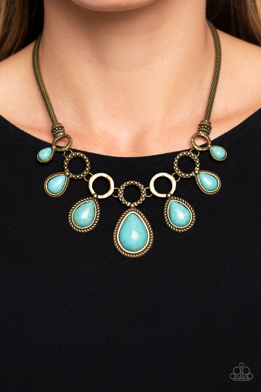 Riverside Relic - Brass Turquoise Teardrop Short Necklace