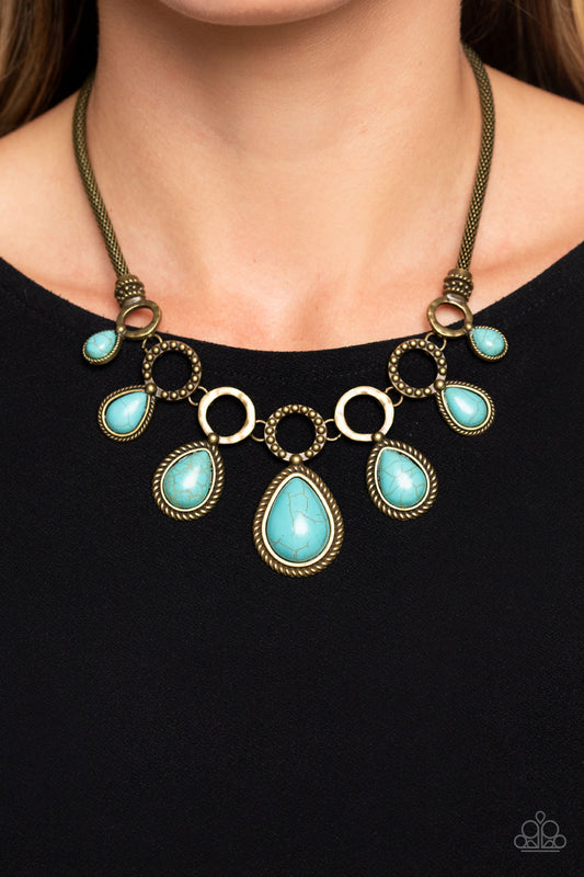Riverside Relic - Brass Turquoise Teardrop Short Necklace