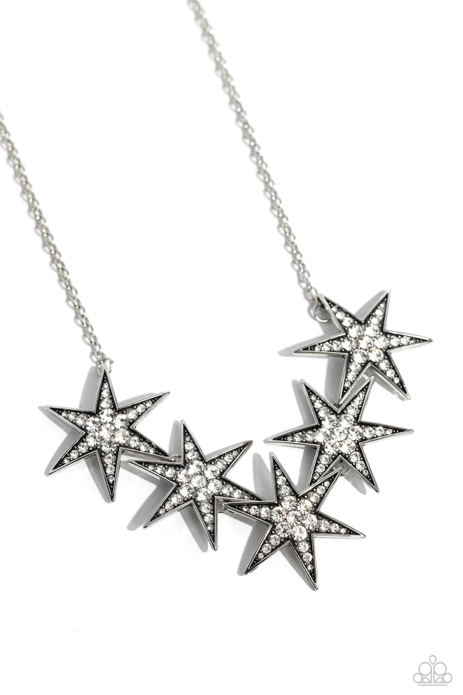 Rockstar Ready - White Rhinestone Silver Star Short Necklace - 2023 Convention Exclusive