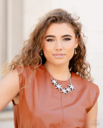 Rockstar Ready - White Rhinestone Silver Star Short Necklace - 2023 Convention Exclusive