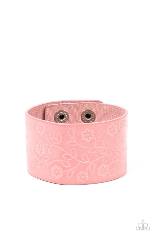 Rosy Wrap Up - Pink Floral Leather Wrap Bracelet