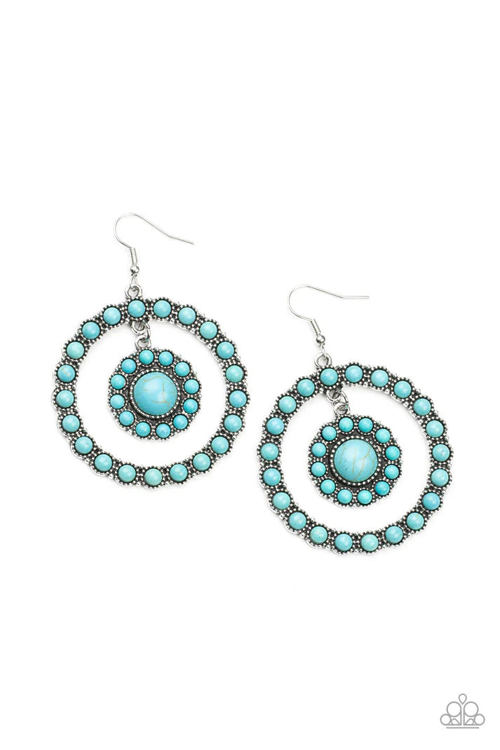 Saguaro Sanctuary - Blue Turquoise Crackle Stone Silver Fishhook Earrings