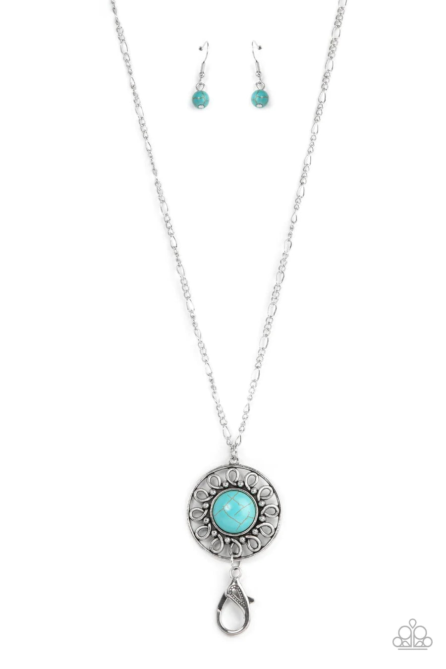 Sahara Suburb - Blue Turquoise Silver Lanyard Long Necklace