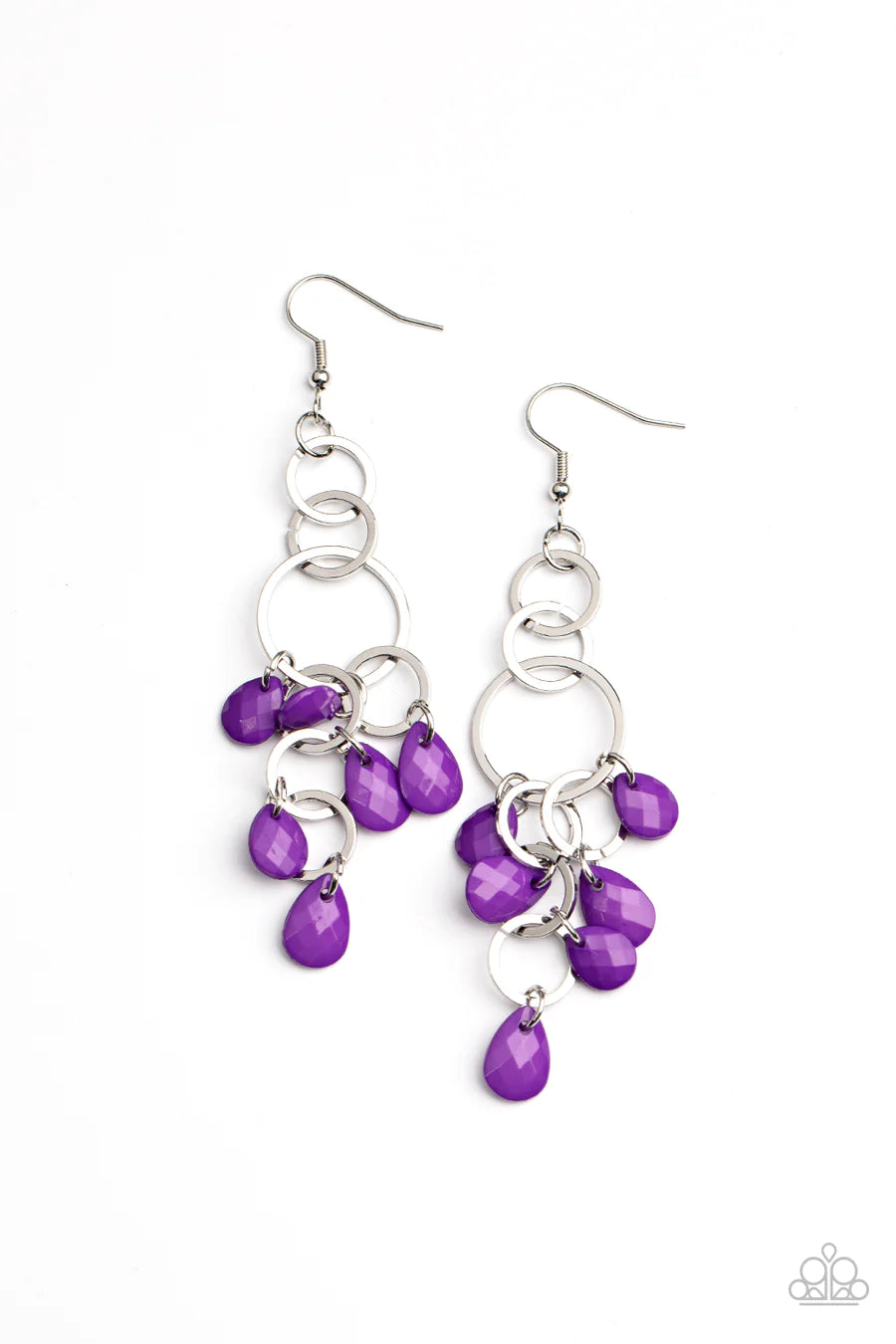 Sandcastle Sunset - Purple Bead Silver Fishhook Earrings