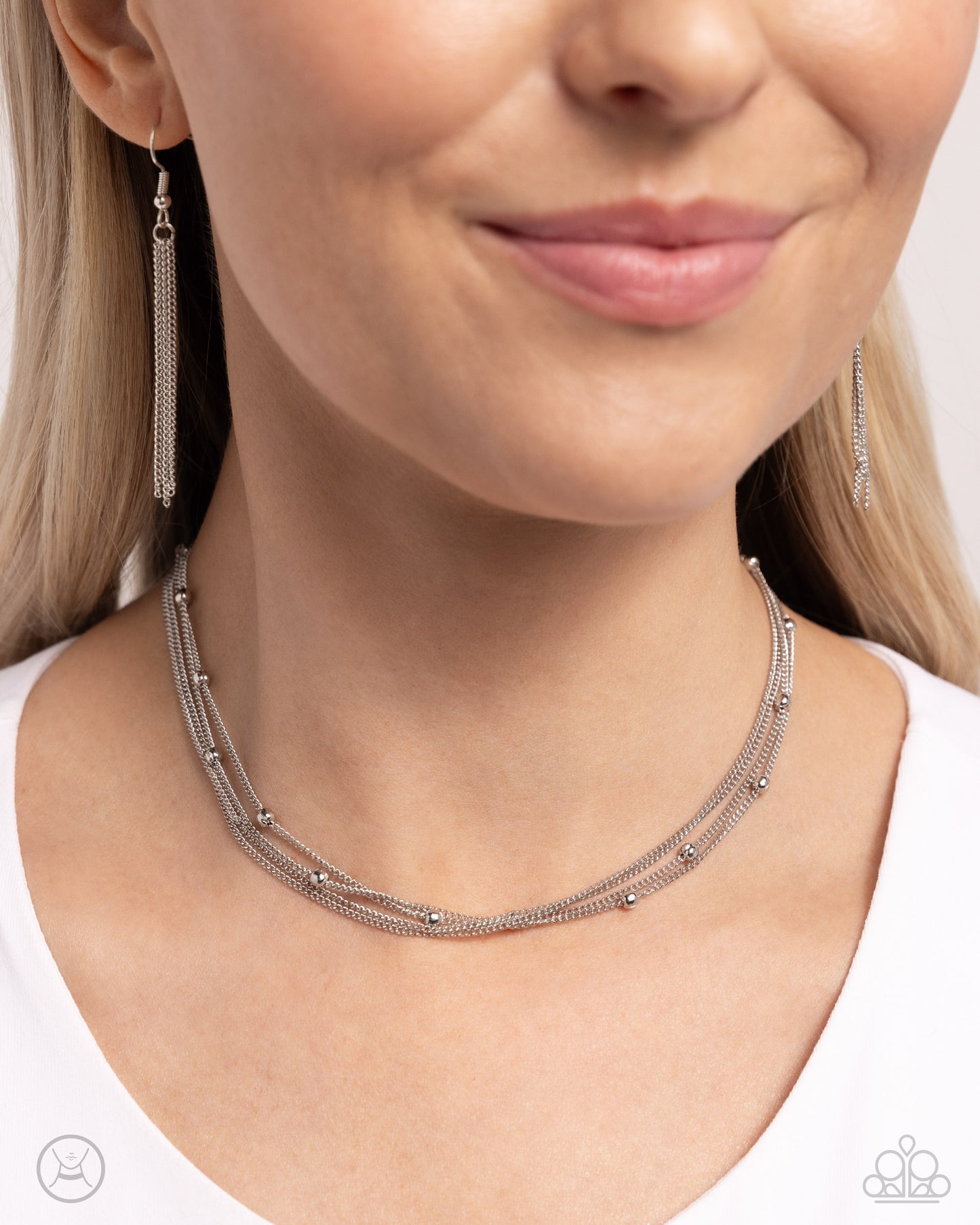 Satellite Strands - Silver Layered Choker Necklace