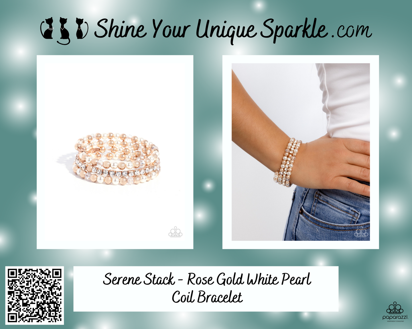 Serene Stack - Rose Gold White Pearl Coil Bracelet