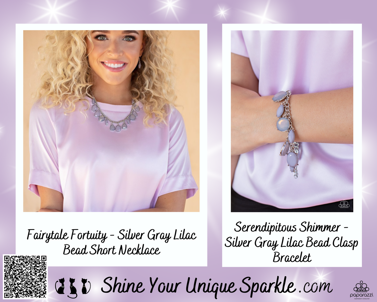 Serendipitous Shimmer - Silver Gray Lilac Bead Silver Clasp Bracelet