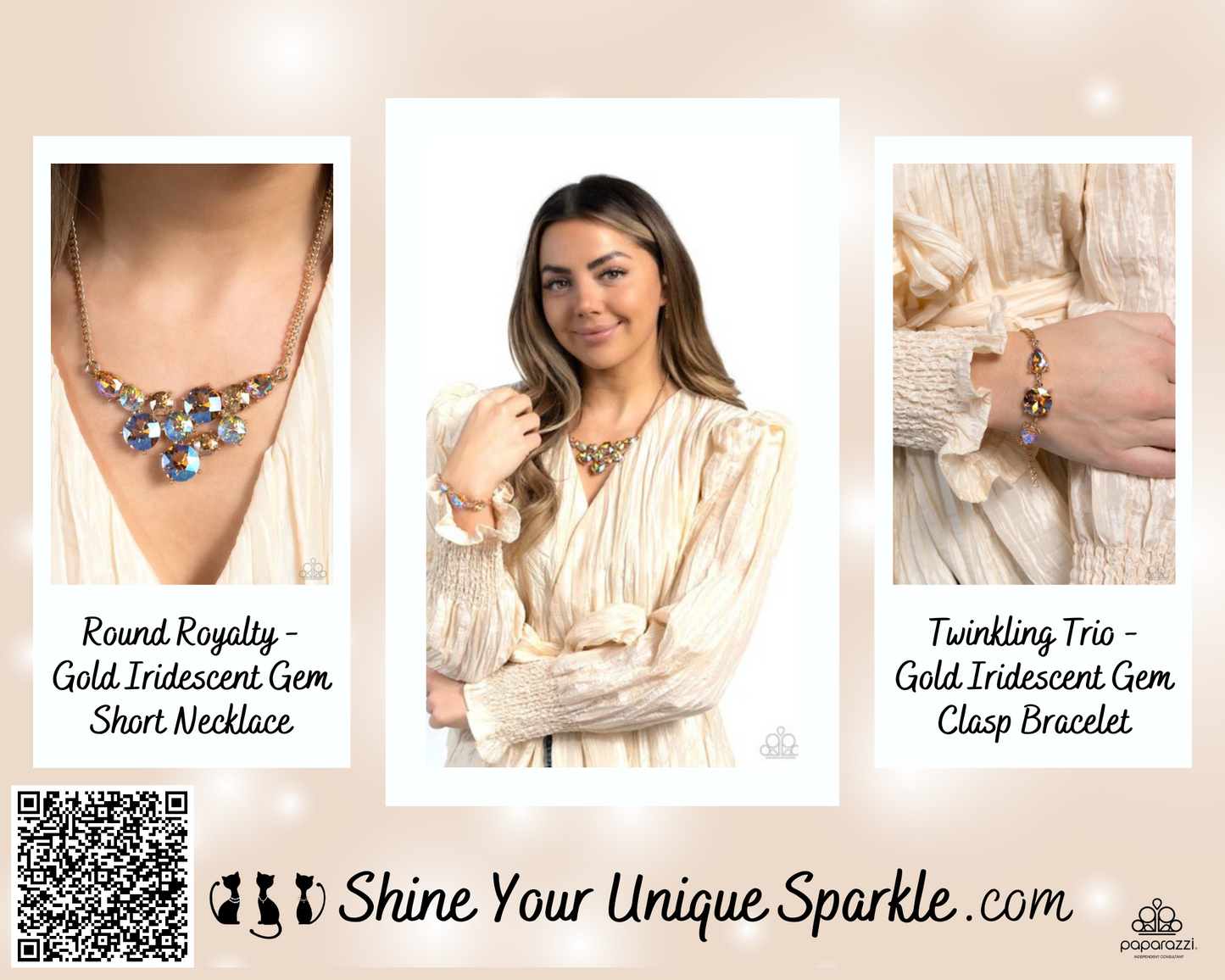 Round Royalty - Gold Iridescent Gem Short Necklace