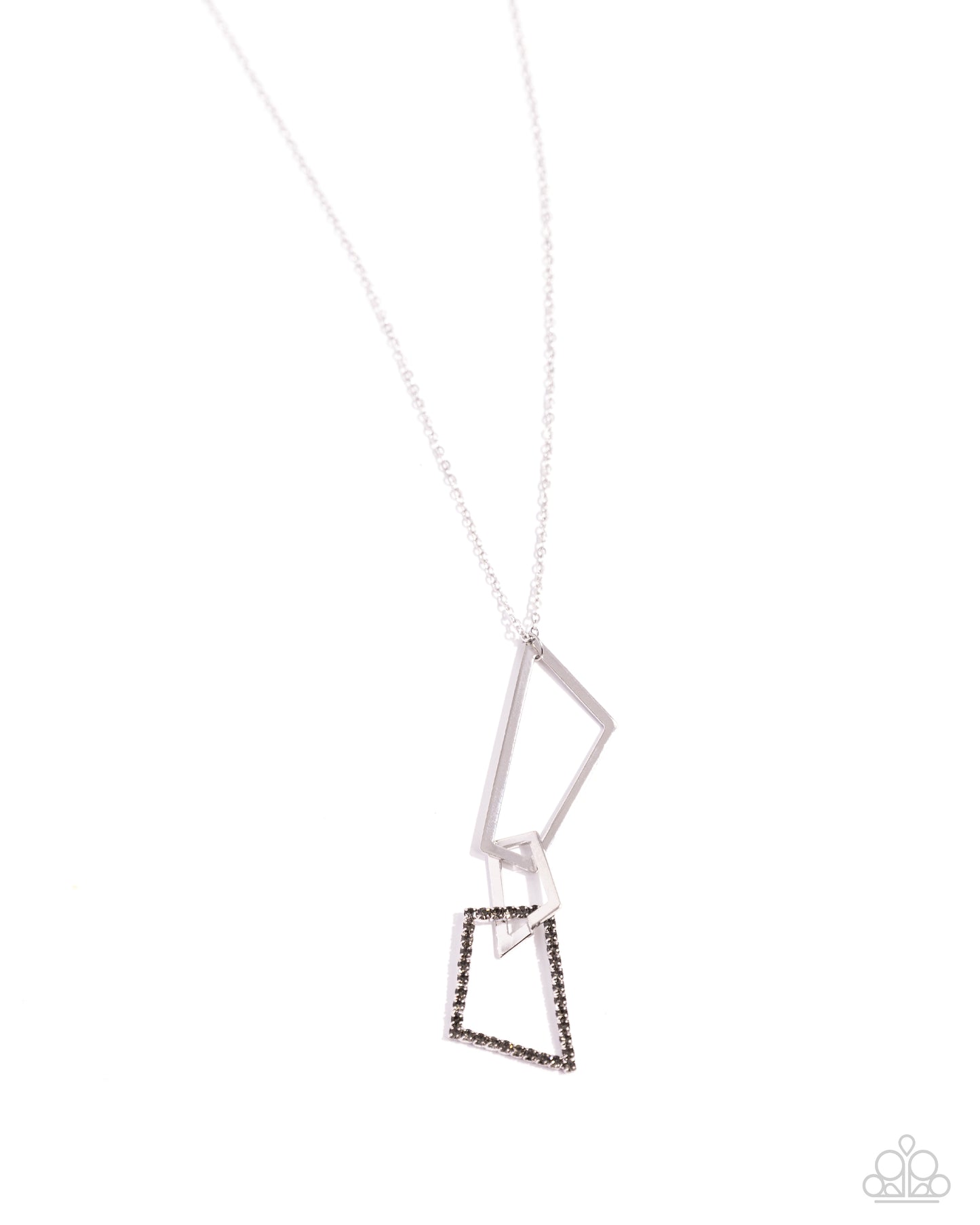 Shapely Silhouettes - Silver Hematite Rhinestone Geometric Long Necklace