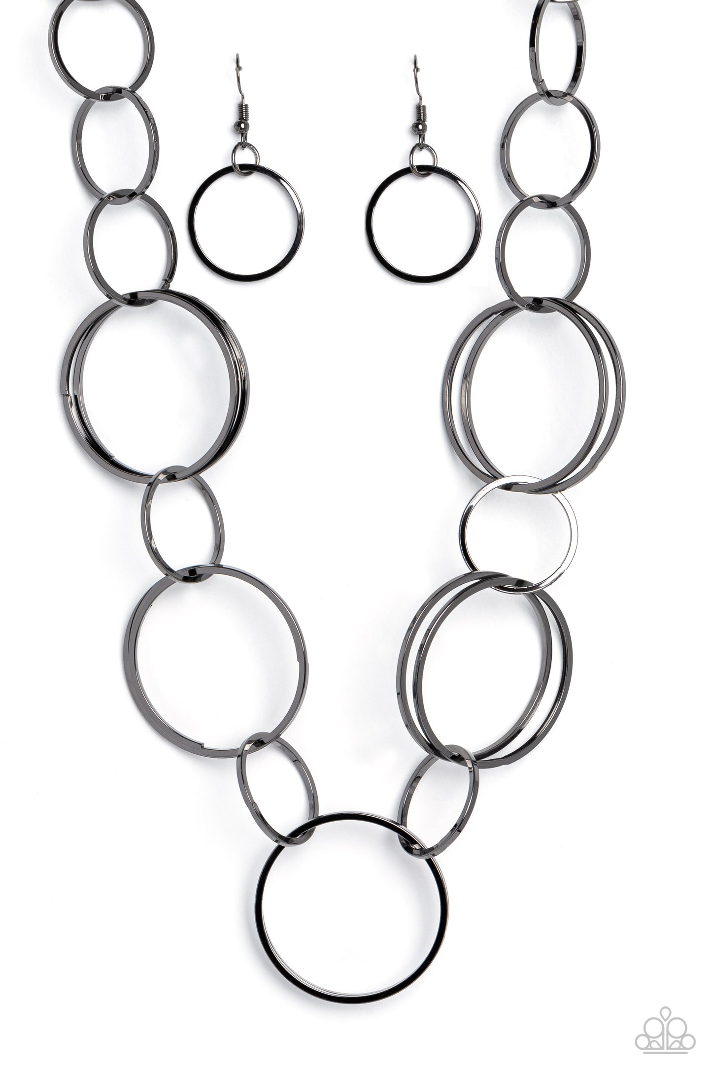 Shimmering Symphony - Black Gunmetal Large Link, Short Necklace