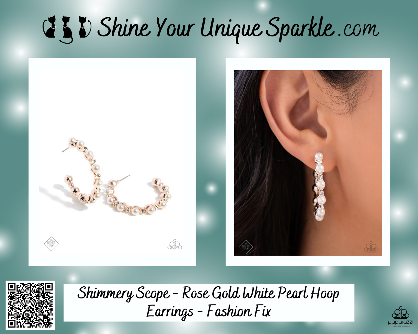 Shimmery Scope - Rose Gold White Pearl Hoop Earrings - Fashion Fix