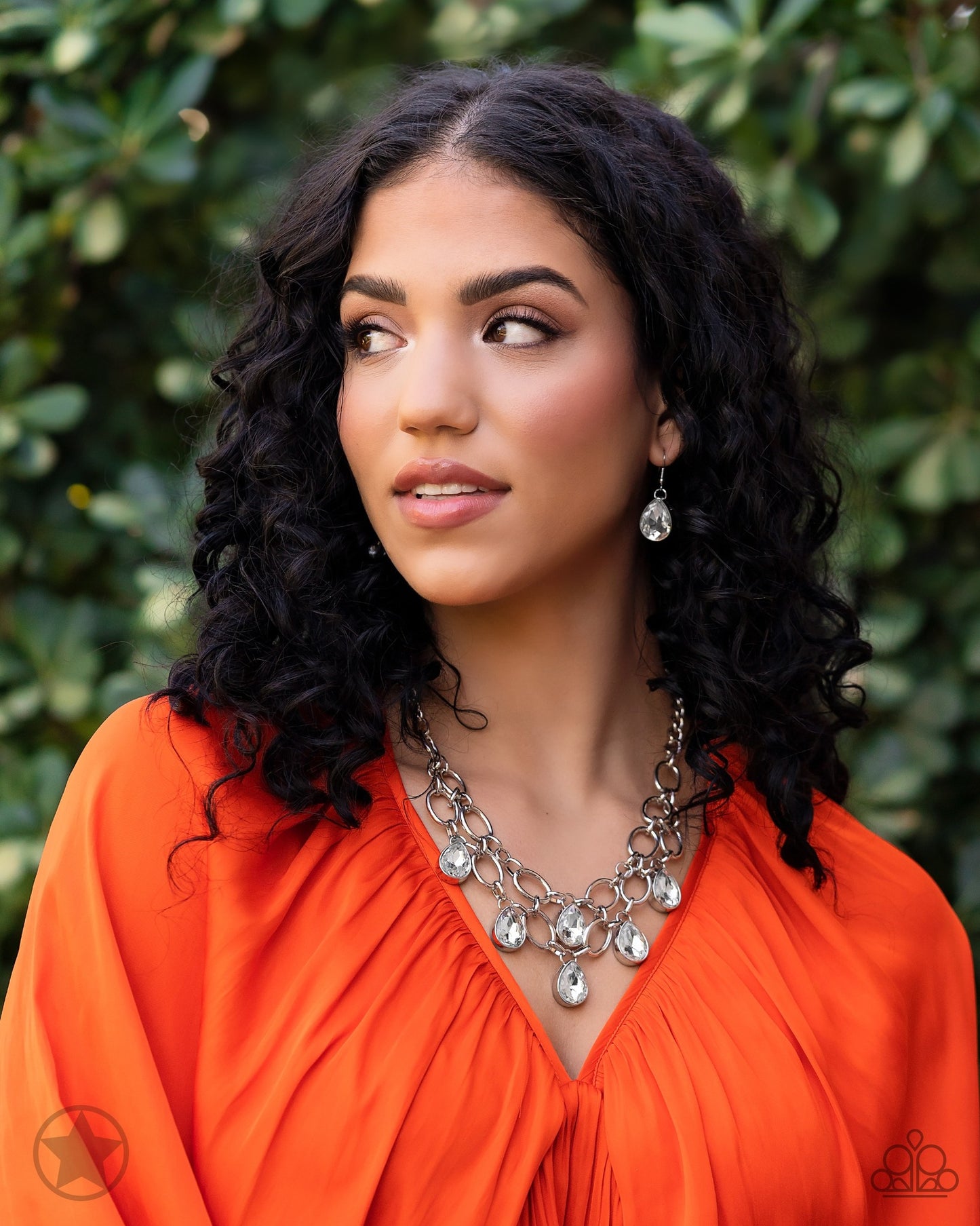 Show-Stopping Shimmer - White Rhinestone Silver Short Necklace - Blockbuster
