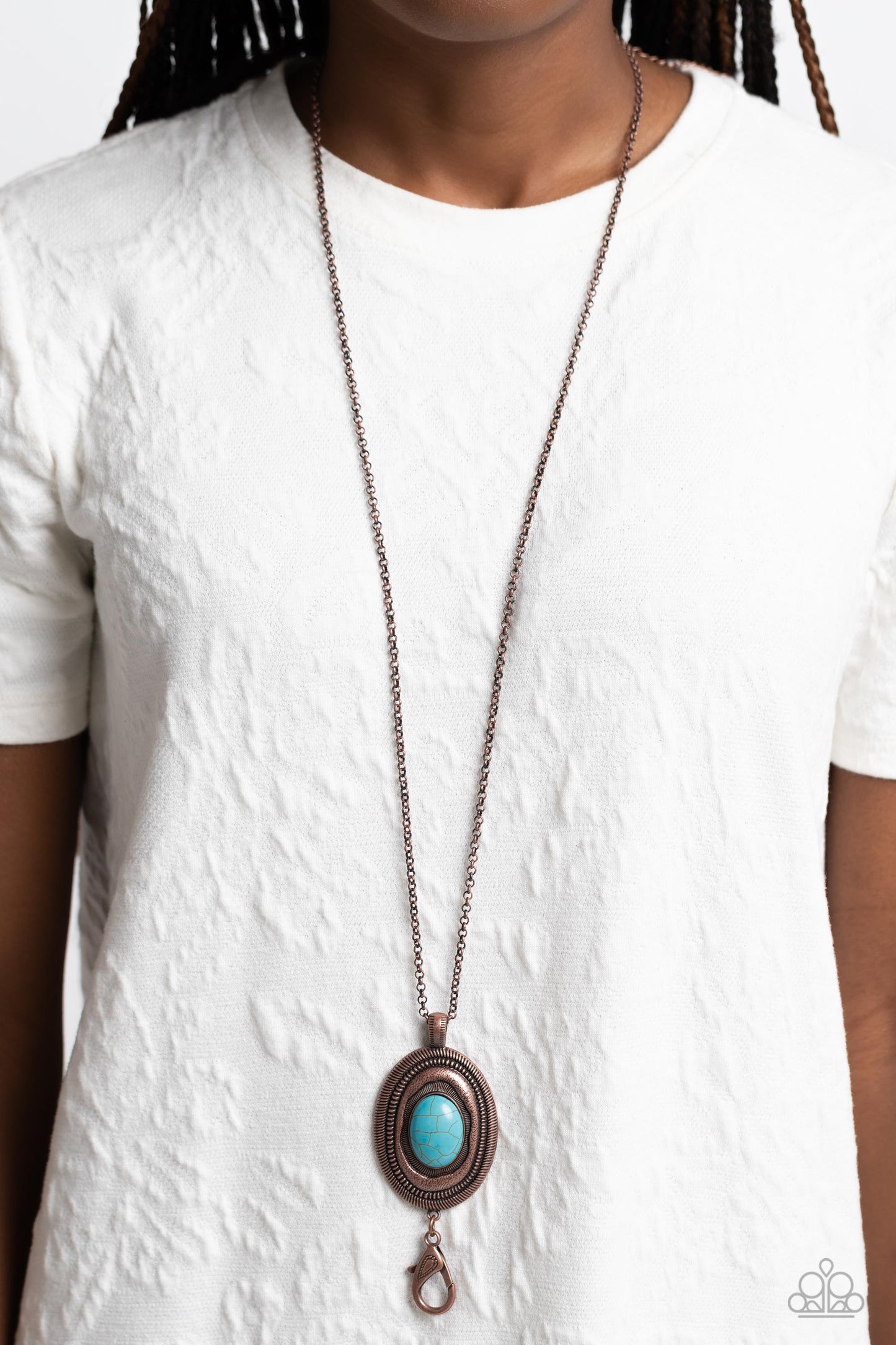 Sierra Sage - Copper Turquoise Crackle Stone Lanyard Necklace