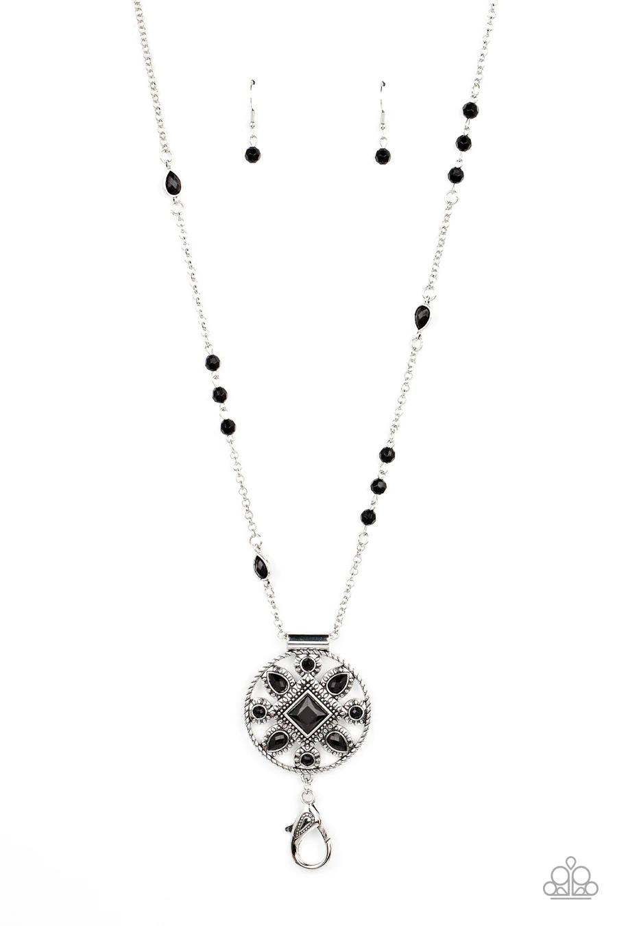Sierra Showroom - Black Stone Silver Pendant Lanyard Necklace