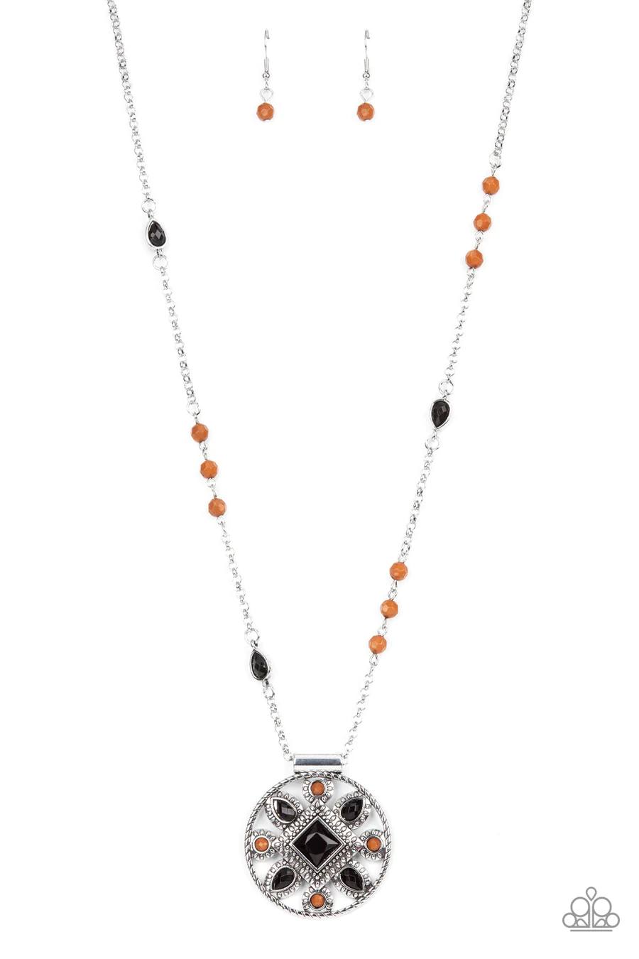 Sierra Showroom - Black and Brown Pendant Silver Long Necklace