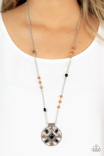 Sierra Showroom - Black and Brown Pendant Silver Long Necklace