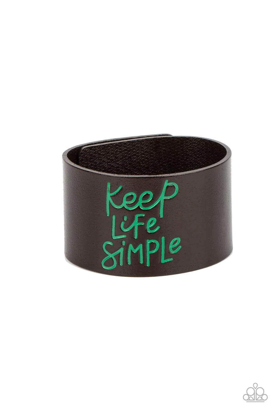 Simply Stunning - Green "Keep Life Simple" Brown Leather Wrap Bracelet