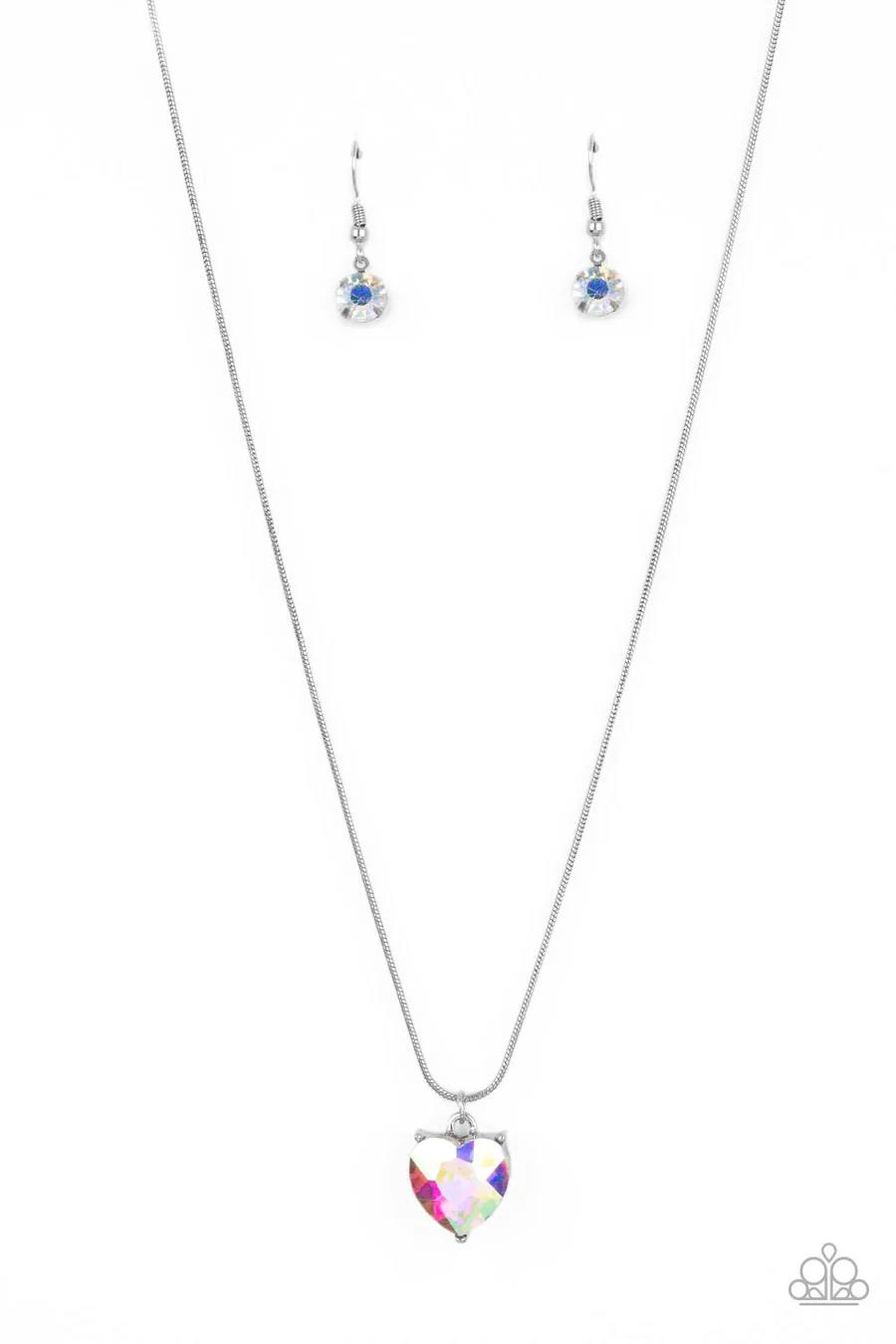 Smitten with Style - Multi Iridescent Gem Snake Chain Short Necklace