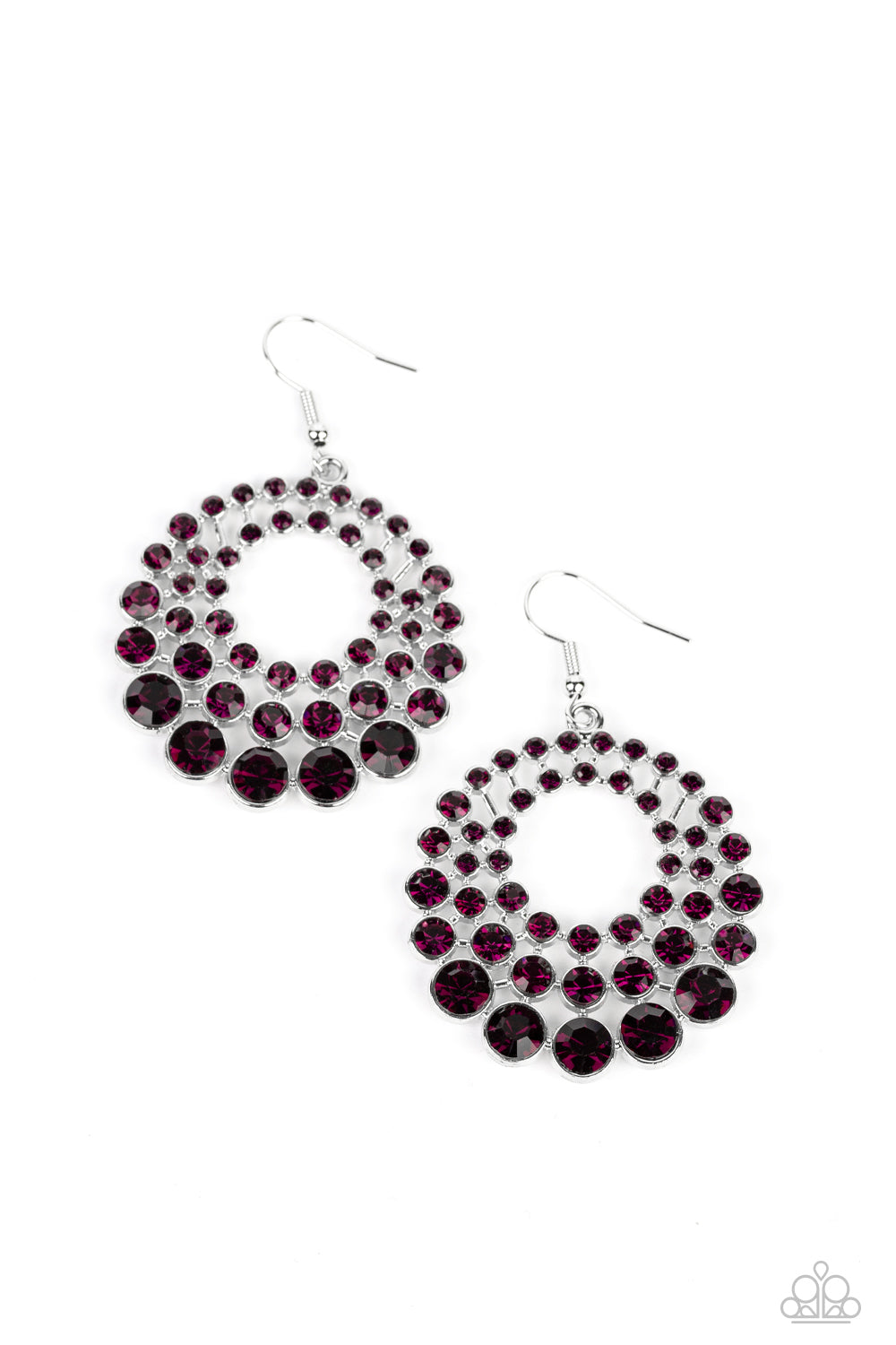 So Self-GLOW-rious - Purple Rhinestone Silver Fishhook Earrings