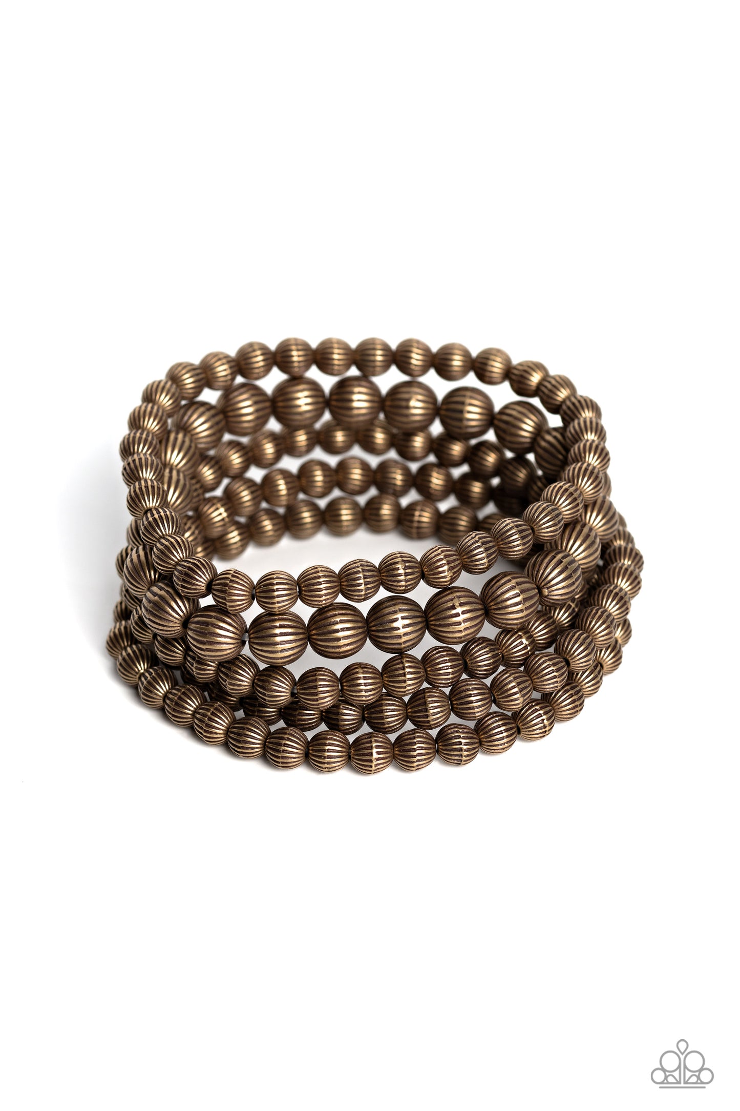 Sonoran Stripes - Brass Bead Stretchy Bracelets Set