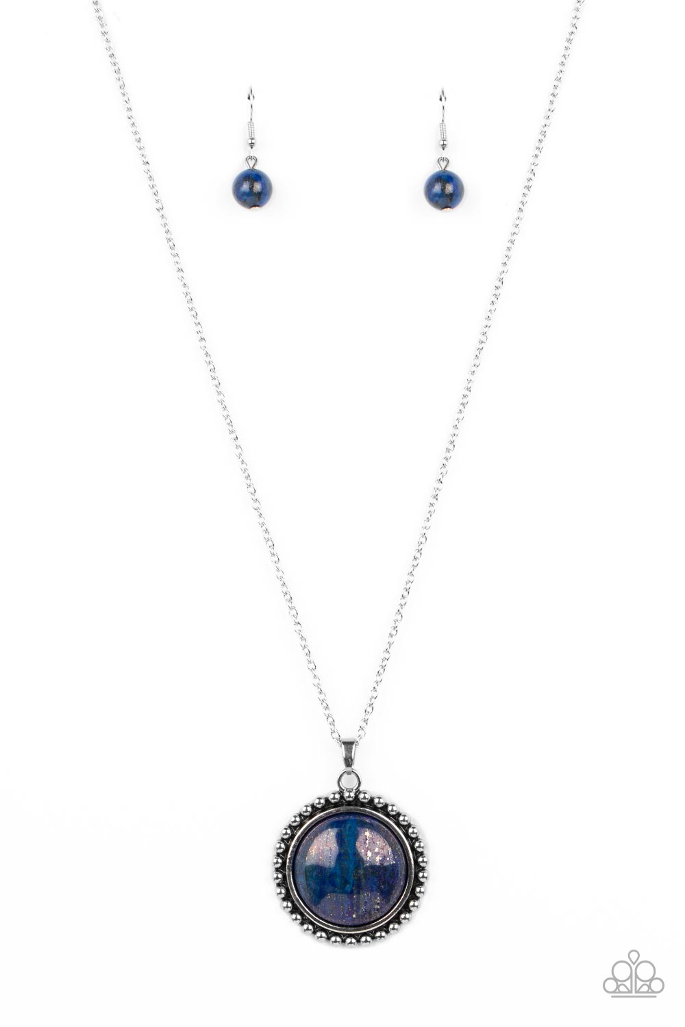 Sonoran Summer - Blue Stone Silver Pendant Medium Length Necklace