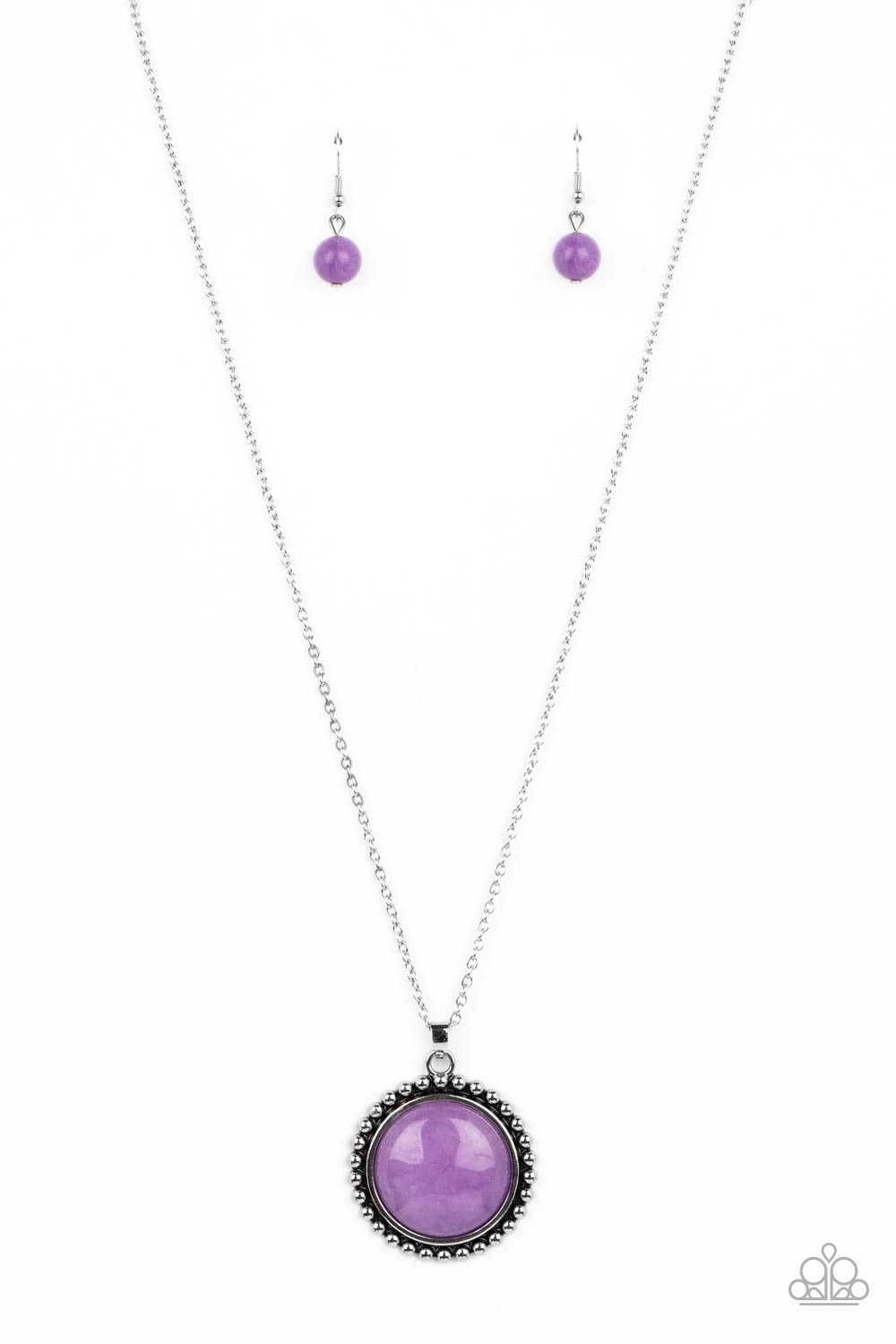 Sonoran Summer - Purple Stone Pendant Silver Medium Length Necklace