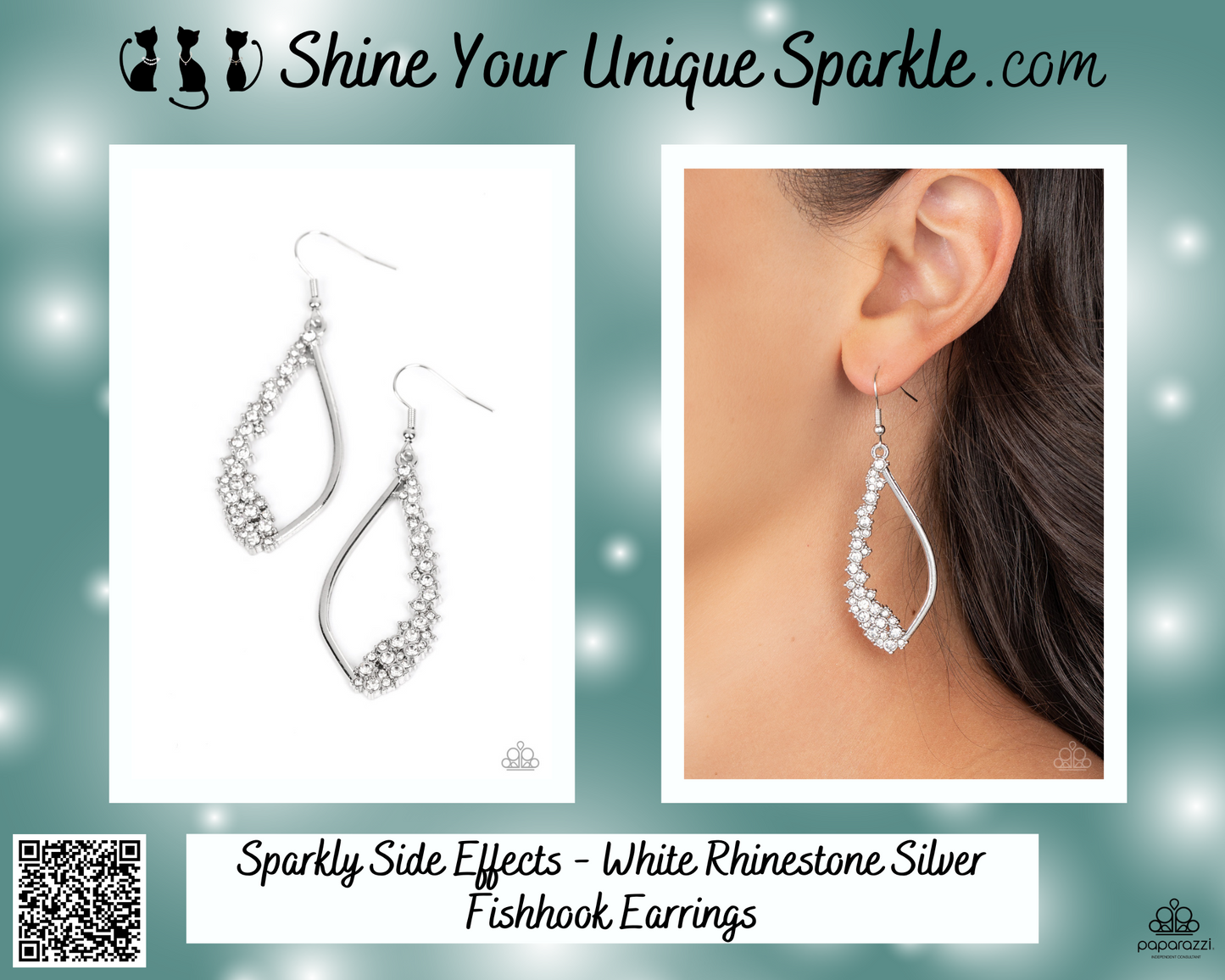 Sparkly Side Effects - White Rhinestone Silver Fishhook Earrings