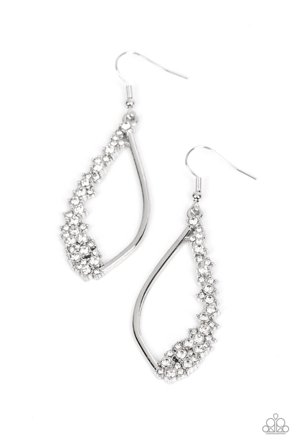 Sparkly Side Effects - White Rhinestone Silver Fishhook Earrings