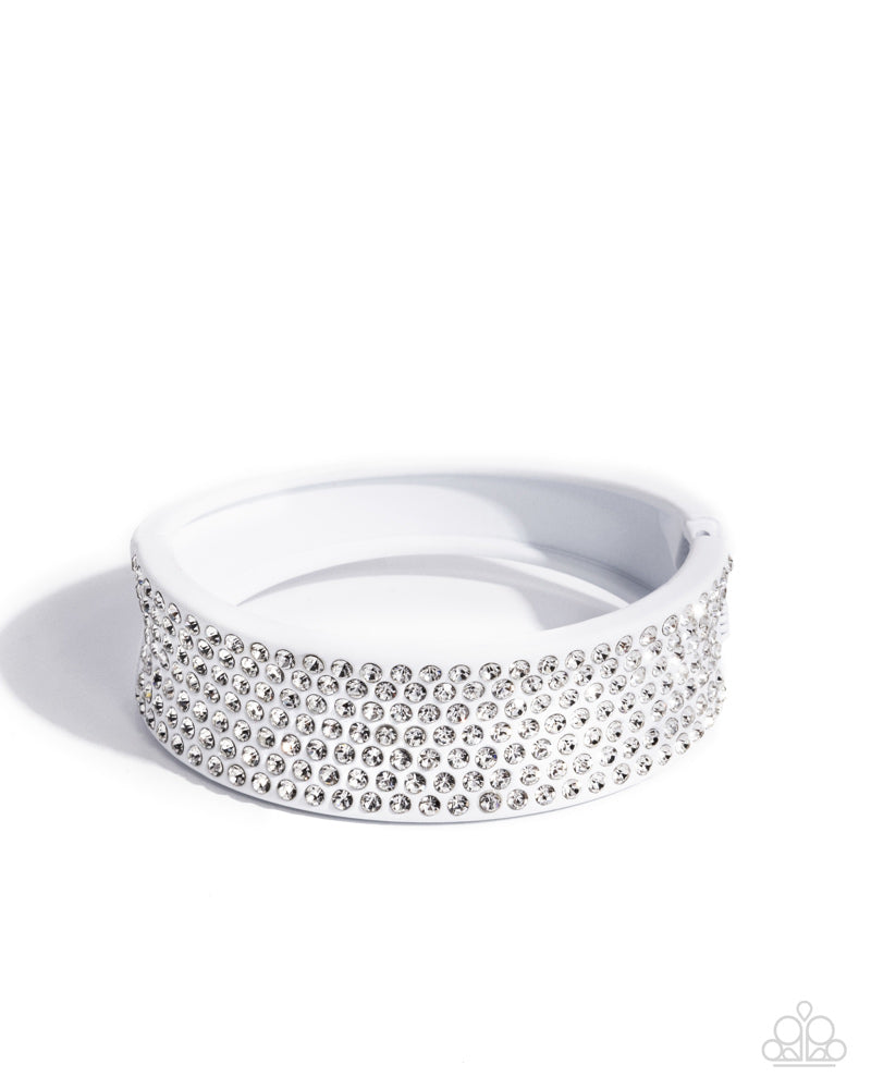 Sprinkling Studs - White with White Rhinestones Hinge Bracelet - Gimme the Glitz 2025 Exclusive
