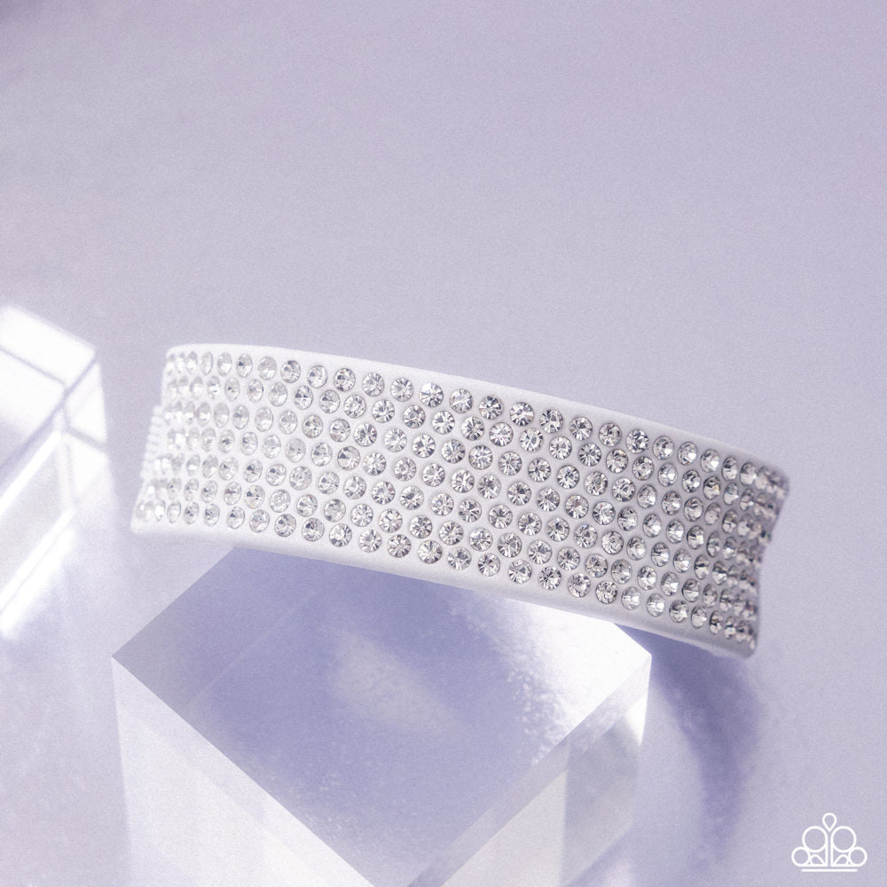 Sprinkling Studs - White with White Rhinestones Hinge Bracelet - Gimme the Glitz 2025 Exclusive
