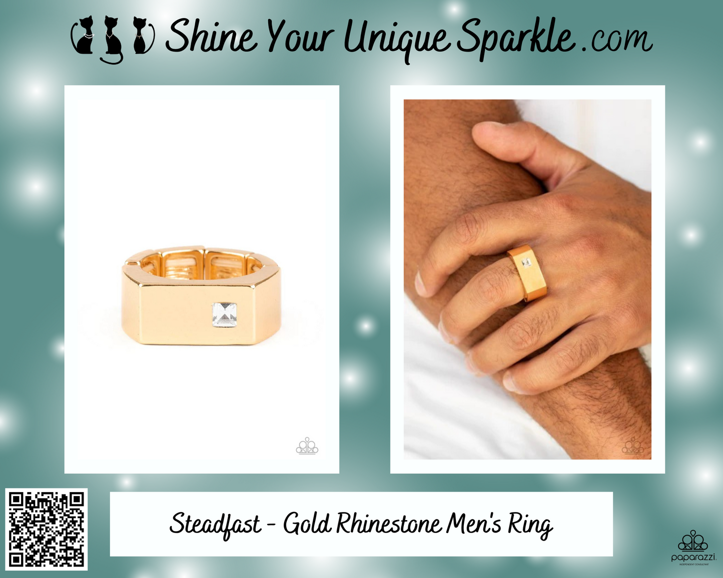 Steadfast - Gold Rhinestone Men's Ring