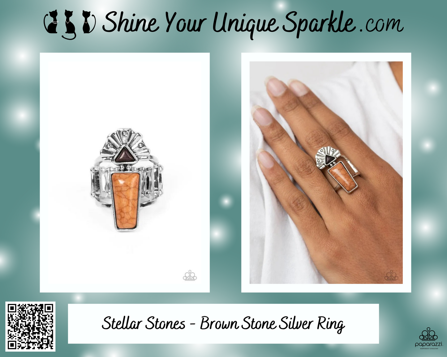 Stellar Stones - Brown Stone Silver Ring