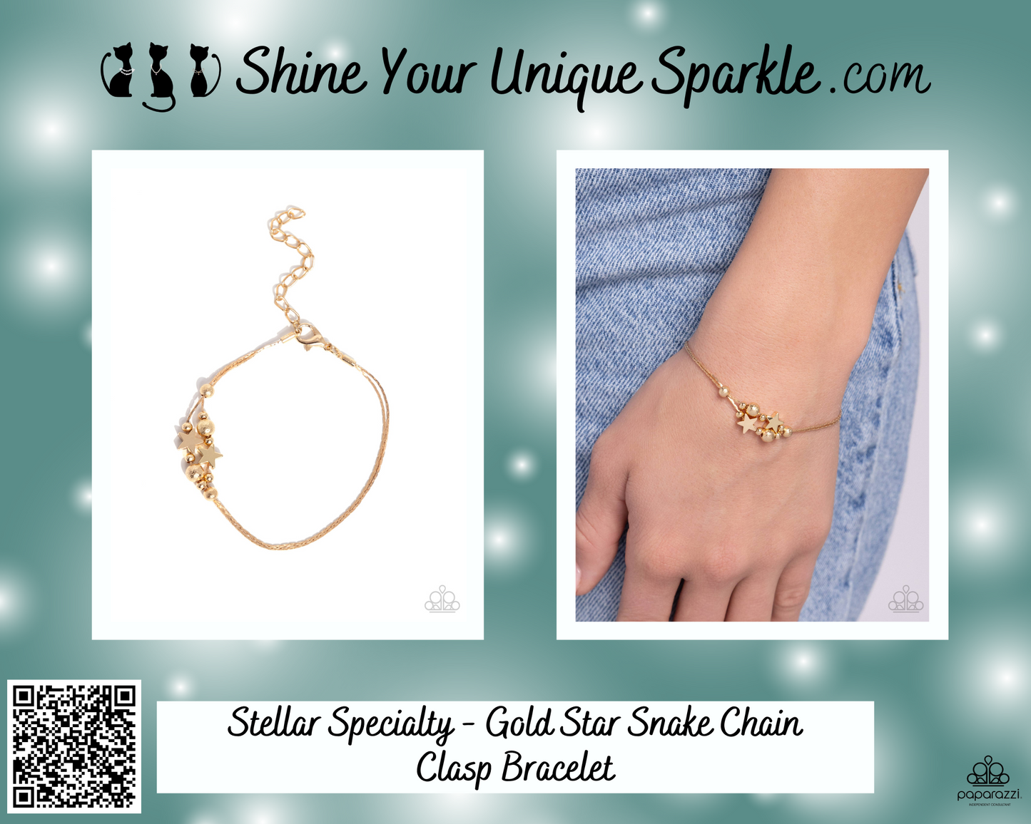 Stellar Specialty - Gold Star Snake Chain Clasp Bracelet