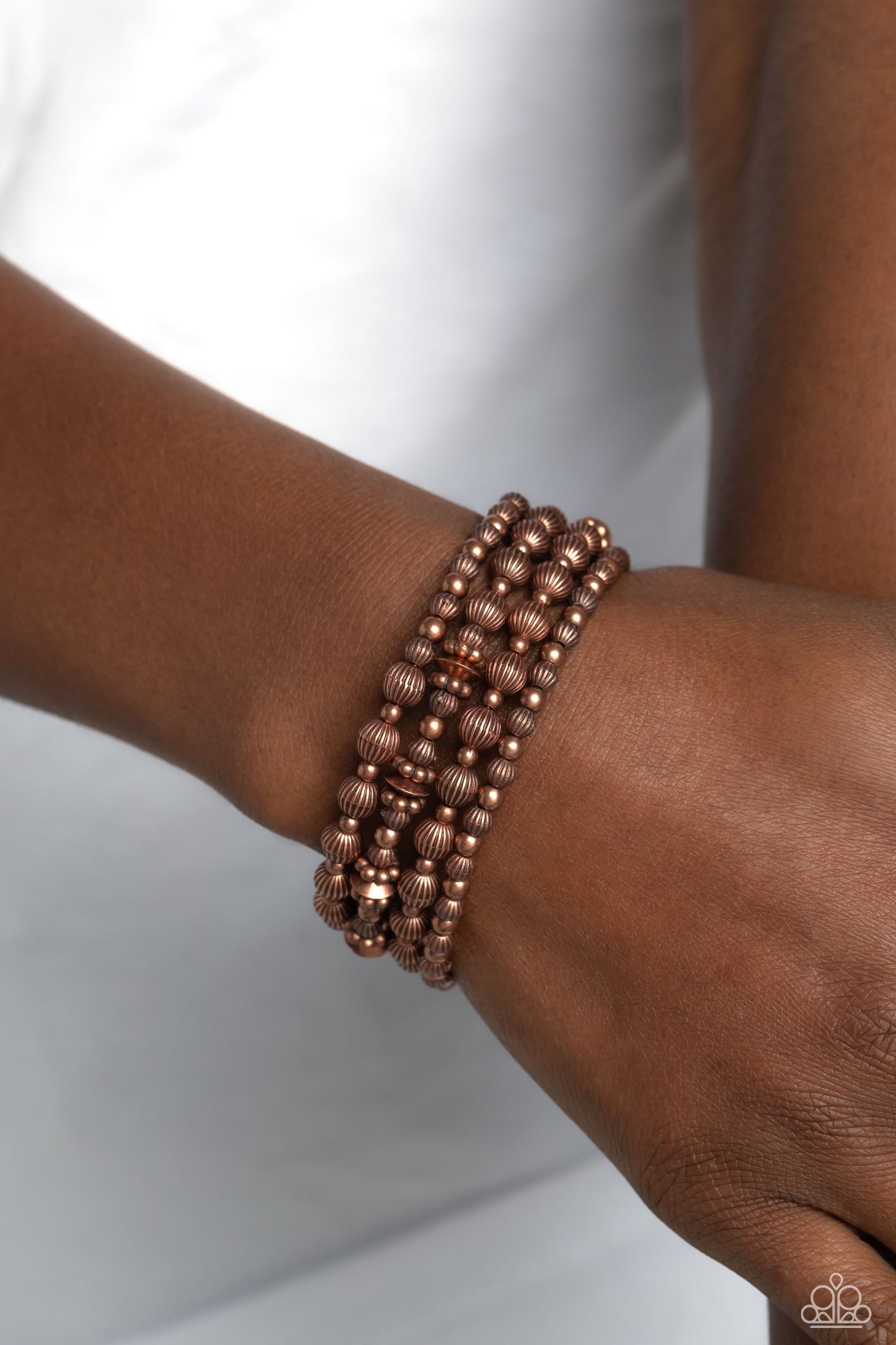 Striped Stack - Copper Bead Coil Bracelet